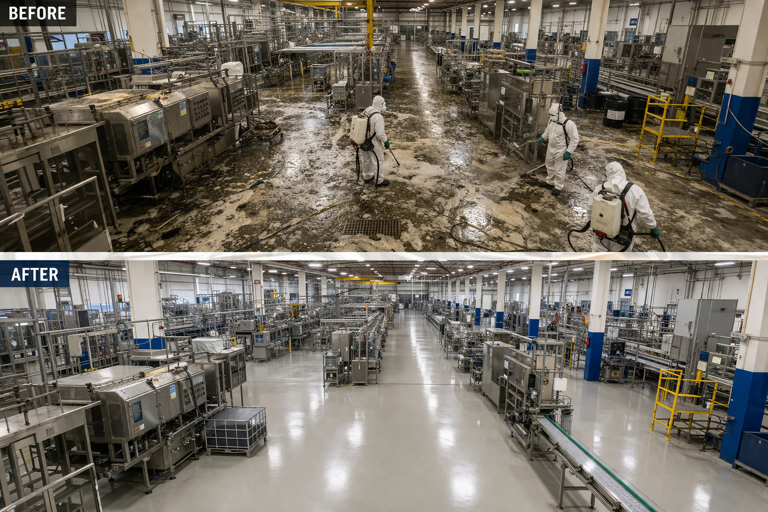 Industrial site cleaning before and after
